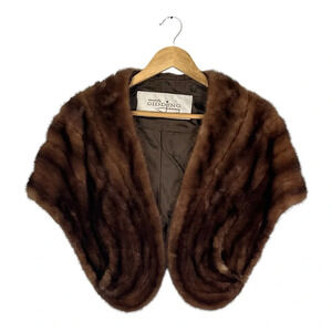Sincerely Gidding Jenny Vintage Mink Fur Stole Shawl with Pockets